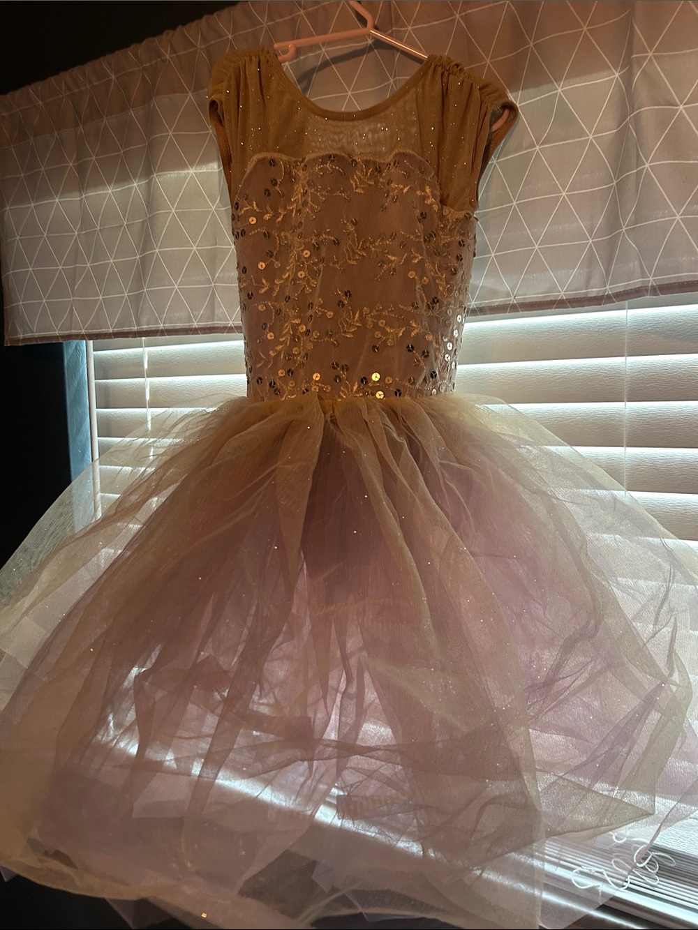 Weissman Gold and Pink Sequin Tulle Dance Costume